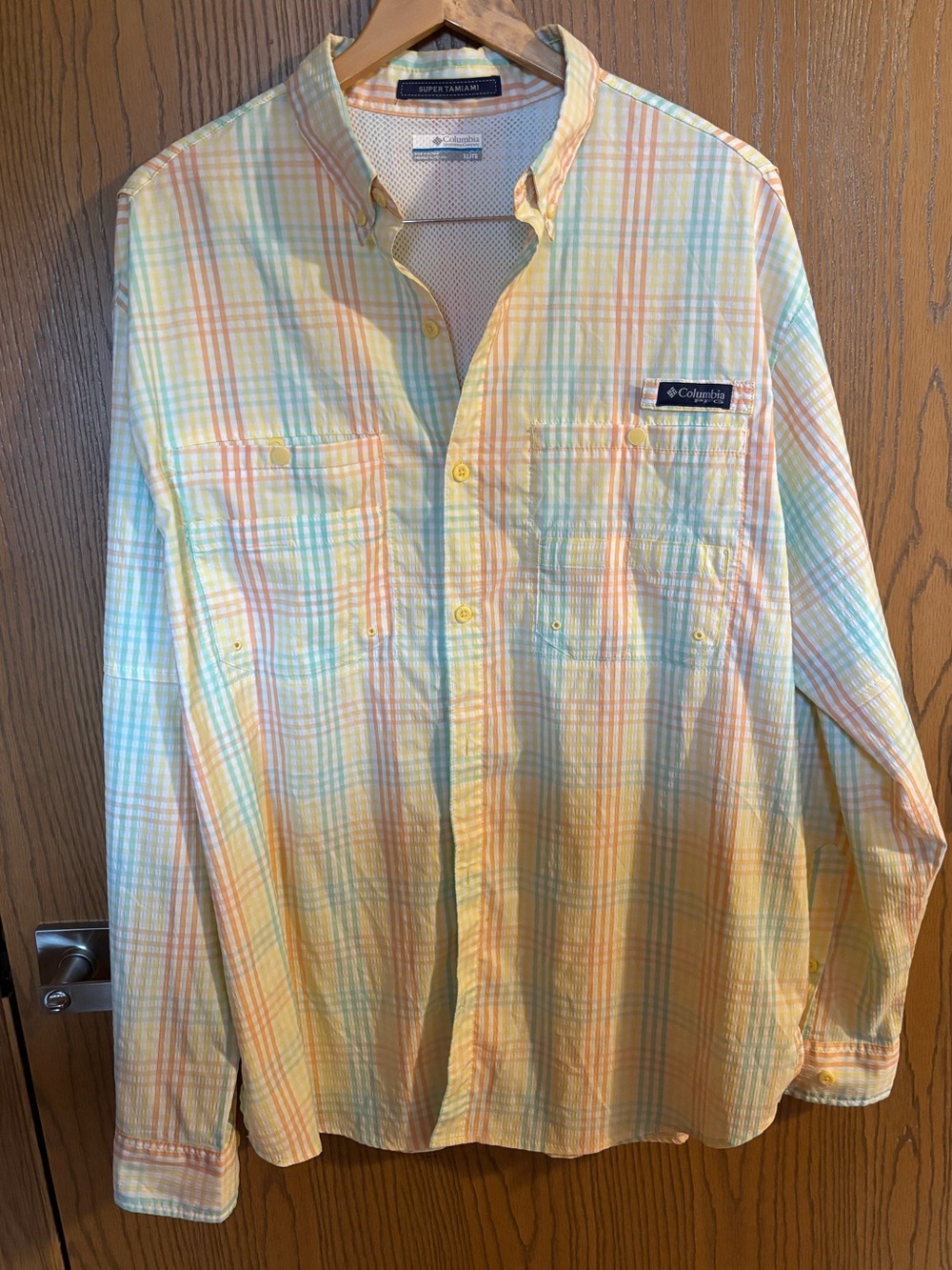 Columbia Men's PFG Pastel Multicolor Plaid Button-Down Shirt